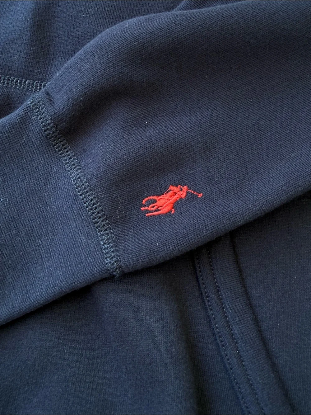 NWT The Ralph Lauren Fleece Navy Red Logo Hoodie M